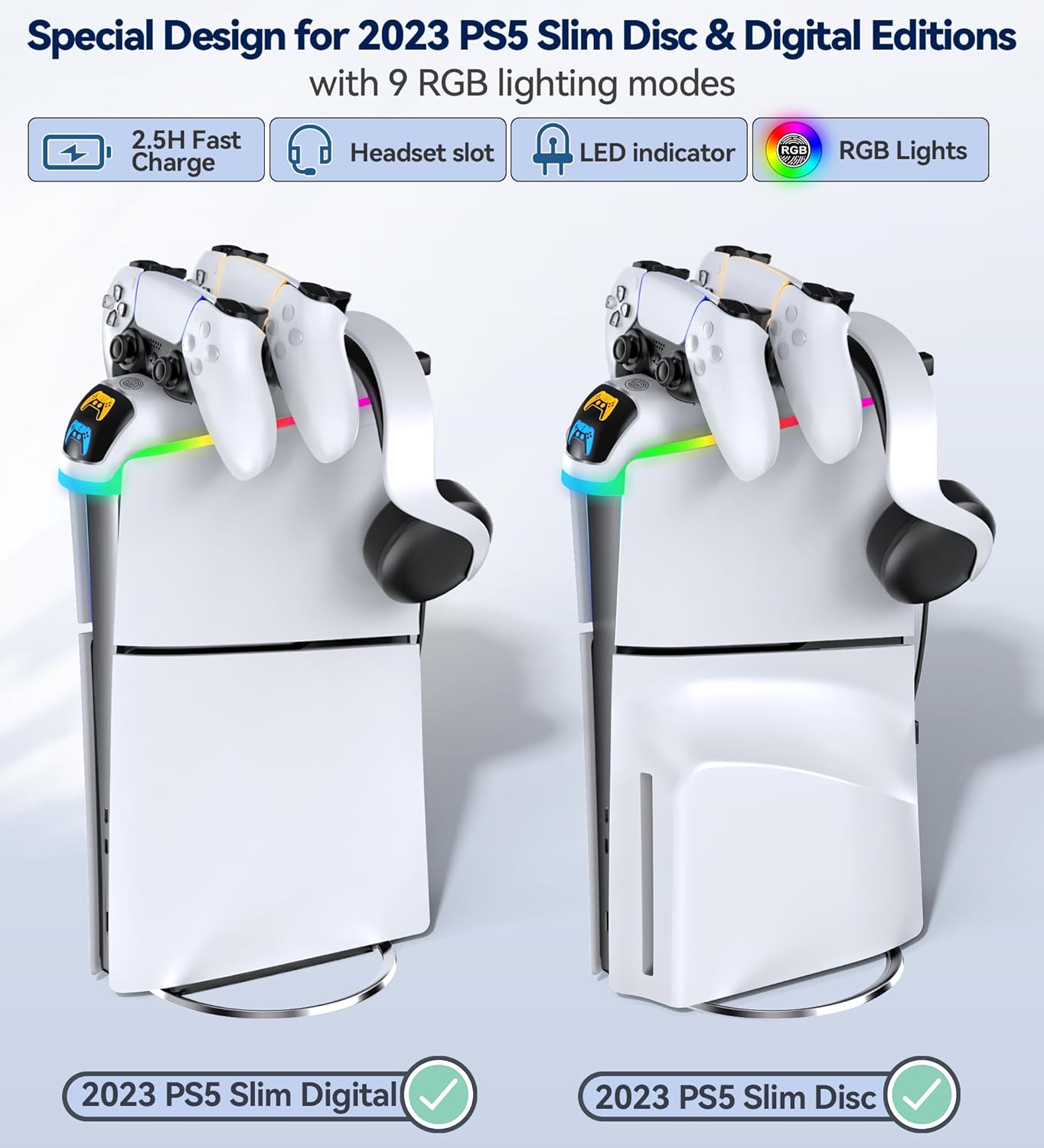 PS5 Controller Charger Station with RGB Light